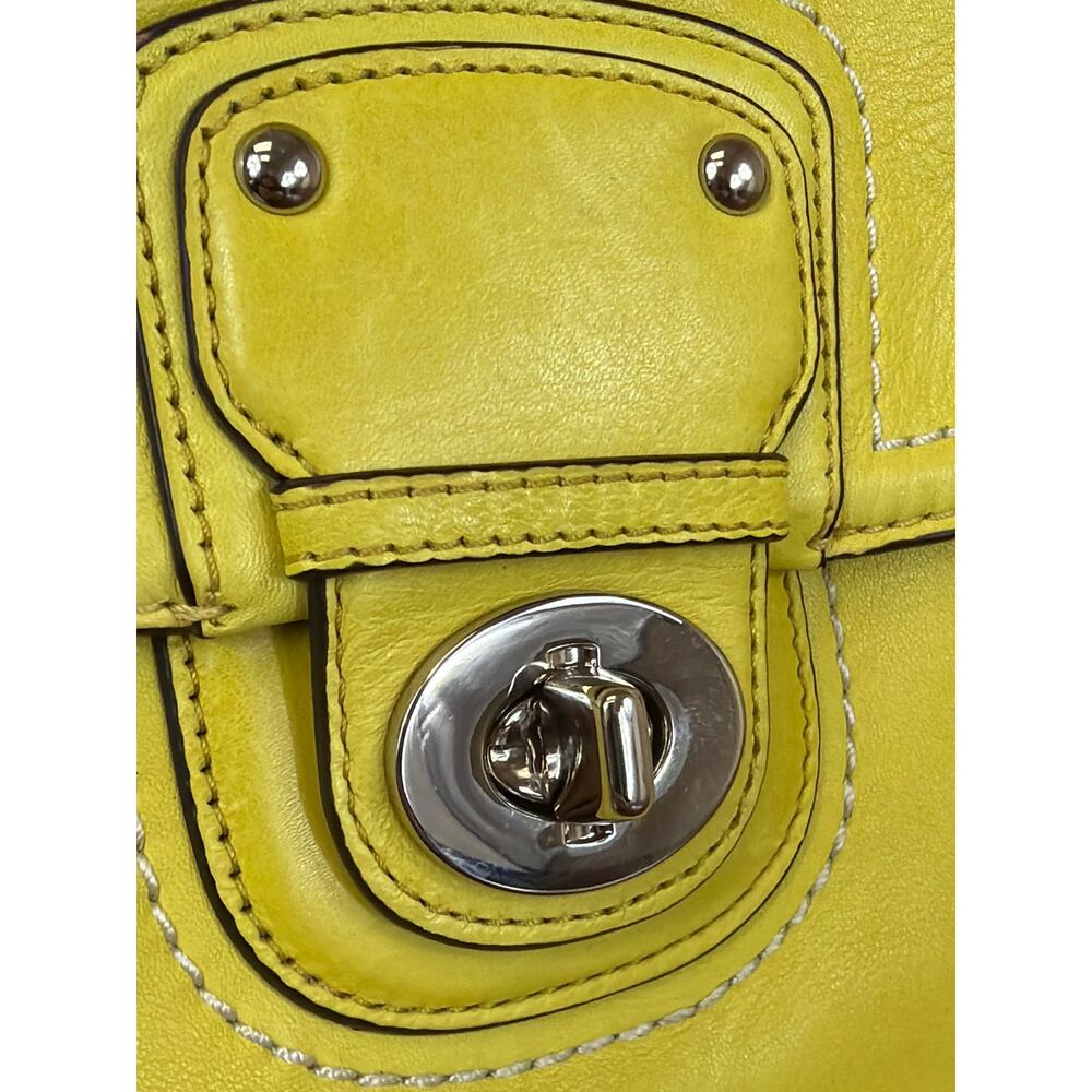 NWT Coach Yellow Leather Crossbody Bag Front Clasp Tassels Silver Hardware Purse - Picture 2 of 13